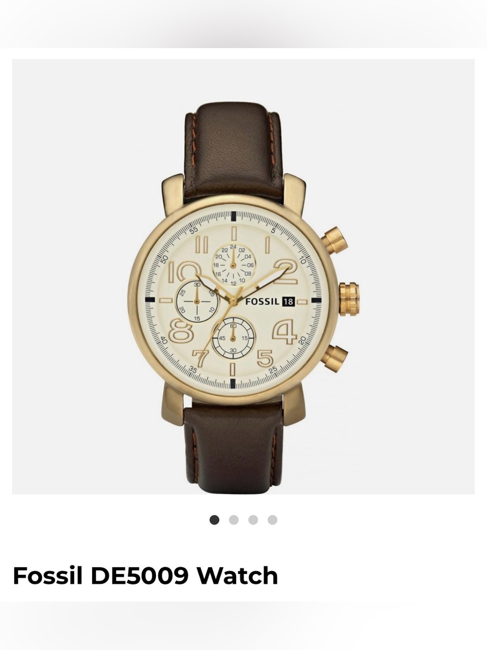 Fossil DE5009 Chronograph Watch Vintage Bronze Stainless Steel Brown Leather GUC